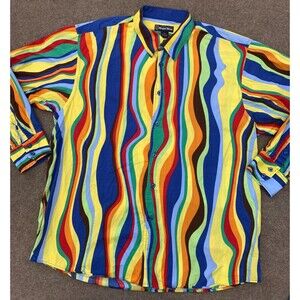 Vintage Regal Wear Shirt Mens 3XL Multicolor Brushpopper Long Sleeve Button Up